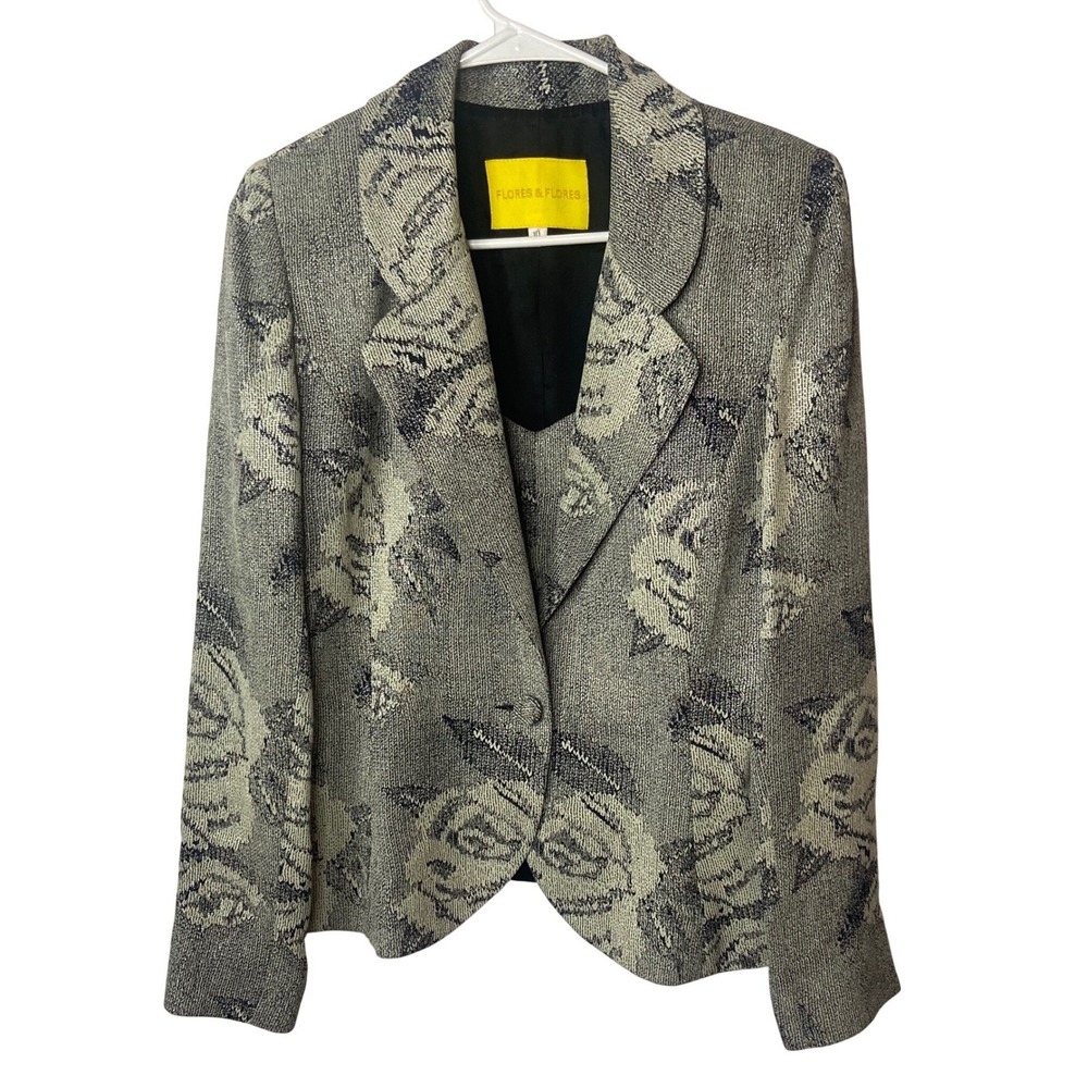 FLORES &‎ FLORES Floral Brocade Blazer Jacket & Camisole Top Set Size 10